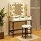 White Vanity Set with 3-Color LED Mirror, Charging Station & Storage
